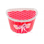 Detský plastový košík na riadidlá - červený s mašľou